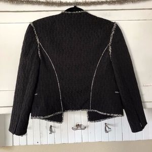 L’Agence Black Cropped Fringe Trimmed Jacket 2